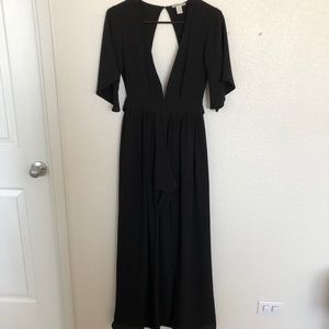 CHARLOTTE RUSSE - Long Black (low cut) Romper (XS)